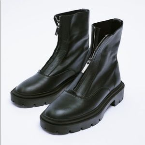 Zara Zipper leather ankle boot